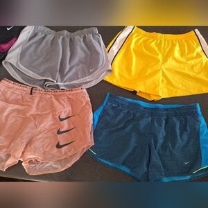 Nike Women's Athletic Shorts Bundle - Yellow, Blue, Gray, Peach, Size Large